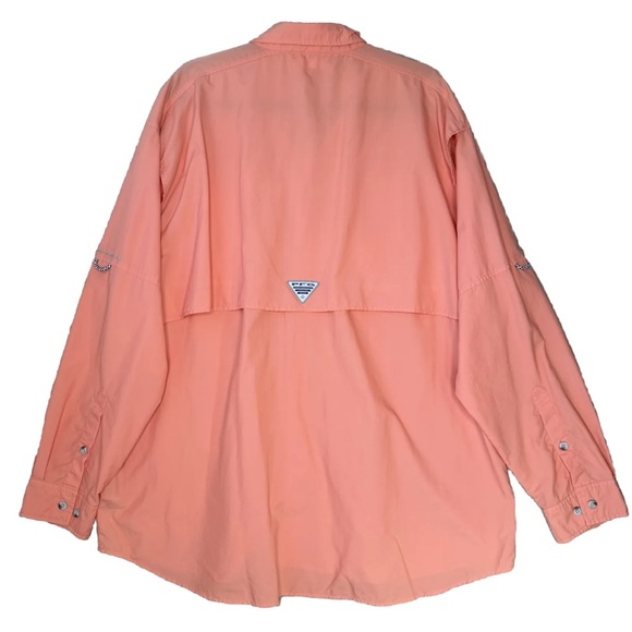Columbia PFG Breathable Long Sleeve Fishing Shirt Mens XL Dark Peach Custom Logo - Picture 2 of 16